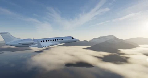 Private jet flying at sunset Stock Footage 331204212