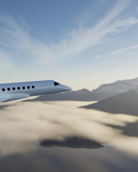 Private jet flying at sunset Stock Footage 331204290