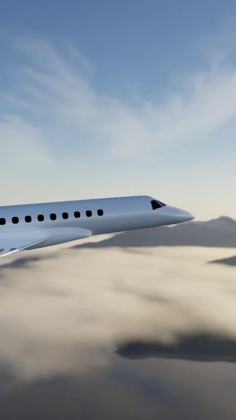 Private jet flying at sunset Stock Footage 331204298