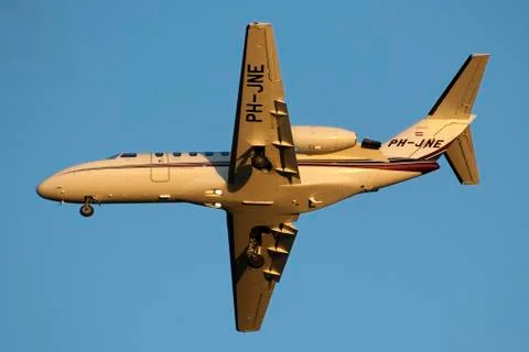 Private jet landing Stock Photos