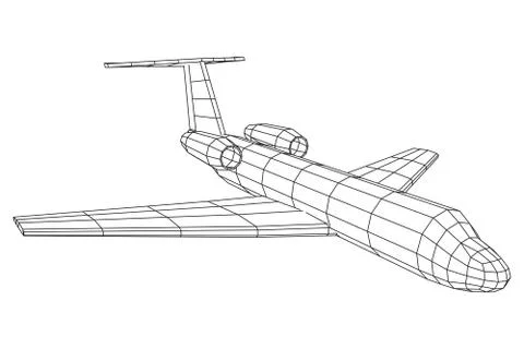Private Jet Plane Abstract polygonal wireframe airplane. Stock-Illustration