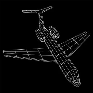 Private Jet Plane Abstract polygonal wireframe airplane. Stock-Illustration