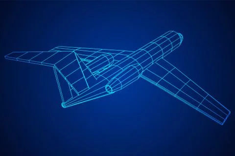 Private Jet Plane Abstract polygonal wireframe airplane. Stock-Illustration