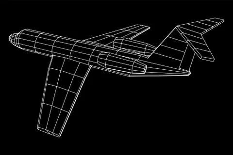 Private Jet Plane Abstract polygonal wireframe airplane. Stock-Illustration
