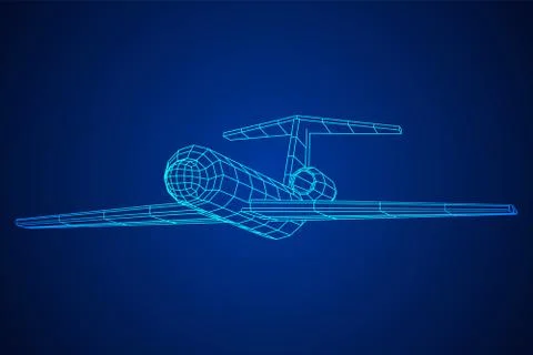 Private Jet Plane Abstract polygonal wireframe airplane. Stock-Illustration