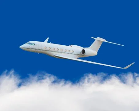 Private jet plane in the cloud with blue sky Stock Photos