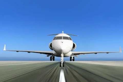 Private Jet Plane Taking off with Motion Blur Fotos Stock