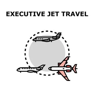 Private jet planes flying around global travel path Illustration