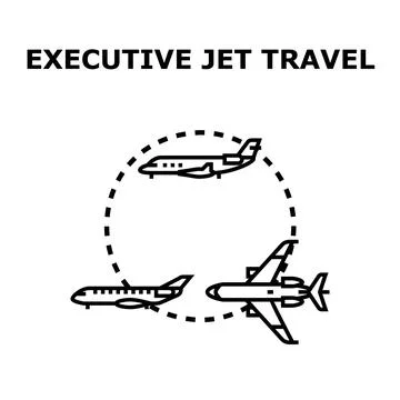 Private jet planes flying around global travel path Stock Illustration