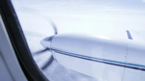 Private Jet Propeller from the Cockpit Stock Footage 38523761