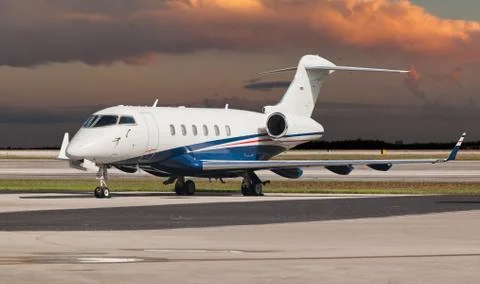 Private jet on the runway Foto stock