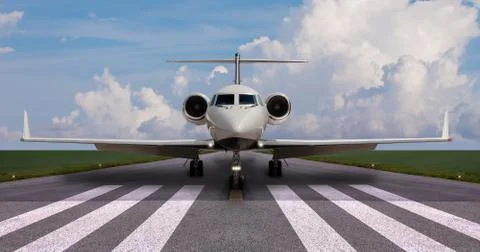 Private jet on the runway ready for take off Stock Photos