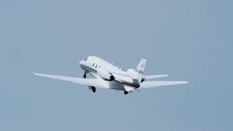 Private Jet - Take Off - Beechcraft King Air Stock Footage 72076826
