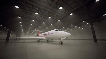 Private jet in the warehouse. Stock Footage 85935530