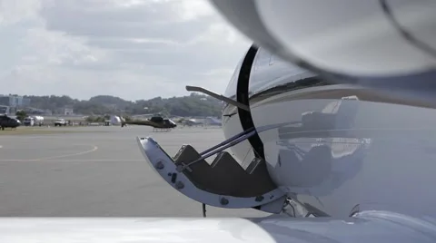 Private Jet's closing its door Stock Footage 51761063
