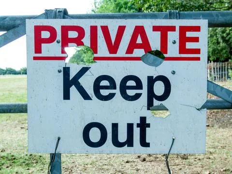 Private, Keep Out sign on gate, England, United Kingdom Stock Photos