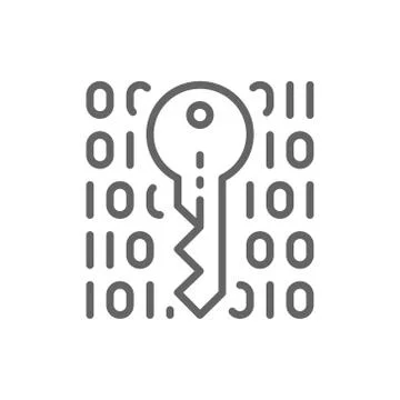 Private key, coding, cryptography, cyber security line icon. Stock Illustration