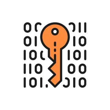 Private key, coding, cryptography, cyber security flat color line icon. 스톡 일러스트