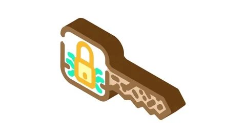 Private key decentralized application isometric icon animation Stock Footage 327280483