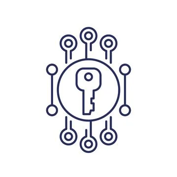Private key, encryption line icon Stock Illustration