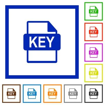 Private key file of SSL certification flat framed icons Stock Illustration