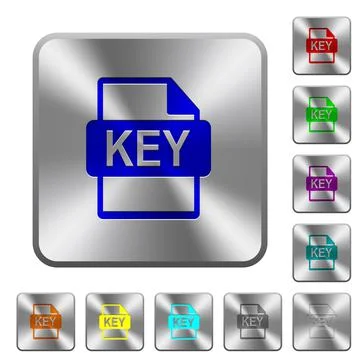 Private key file of SSL certification rounded square steel buttons Stock Illustration
