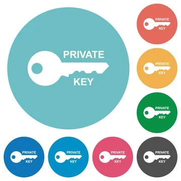 Private key flat round icons Stock Illustration
