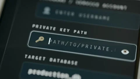 Private Key Path, a field asking for the file location of a private Stock Footage 332469785