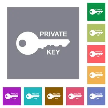 Private key square flat icons Stock Illustration