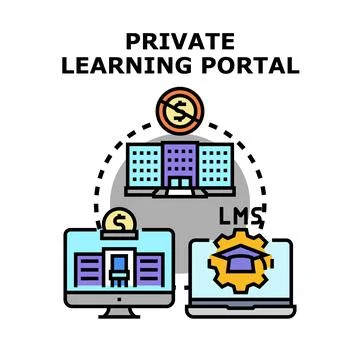 Private learning portal system and learning management concept Stock Illustration