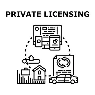 Private licensing protecting digital and real estate assets concept Illustrazione stock
