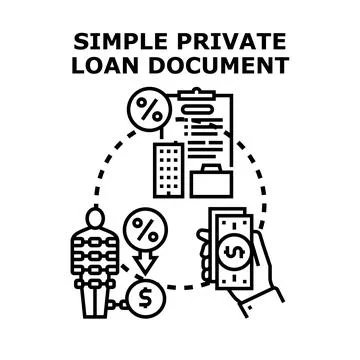 Private loan agreement process with interest calculation イラスト素材