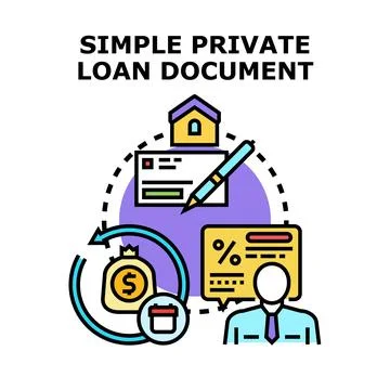 Private loan document signing process concept Stock Illustration