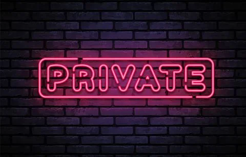 Private neon sign vector. Neon Gaming Design template, light banner, night Stock Illustration