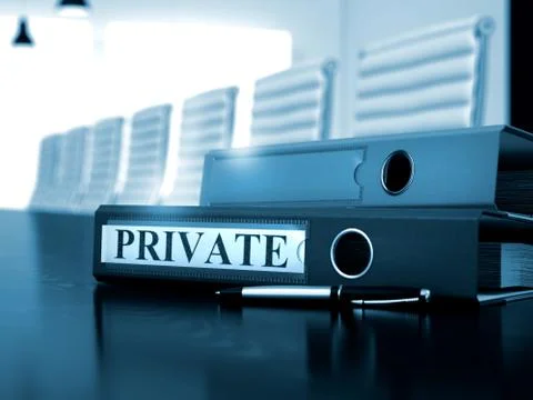 Private on Office Binder. Blurred Image. 3D Illustration