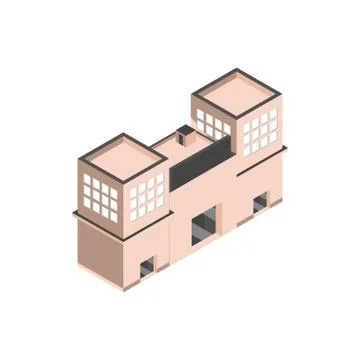 Private or public structure facade building isometric style Ilustración de archivo