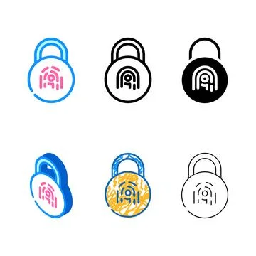 Private padlock color pack icon vector 库存插图