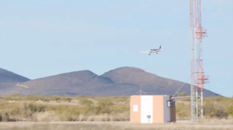 Private Plane Comes in for a Landing Stock Footage 60847527