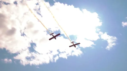 Private plane crash. A small plane during an aerobatic simulation. Stock Footage 243641872