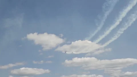 Private plane crash. A small plane during an aerobatic simulation. Video stock 243788367