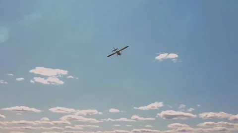 Private plane crash. A small plane during an aerobatic simulation. Video stock 243816988