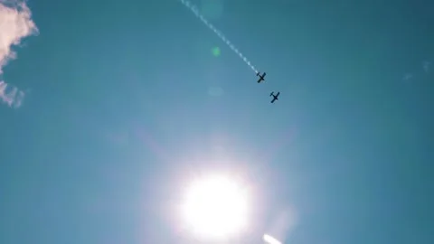 Private plane crash. A small plane during an aerobatic simulation. Video stock 243816991