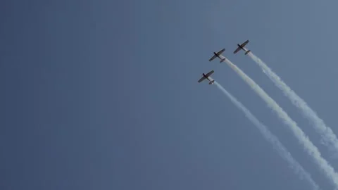 Private plane crash. A small plane during an aerobatic simulation. Video stock 243876986