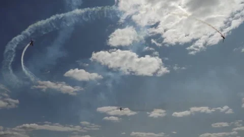 Private plane crash. A small plane during an aerobatic simulation. Video stock 243876997