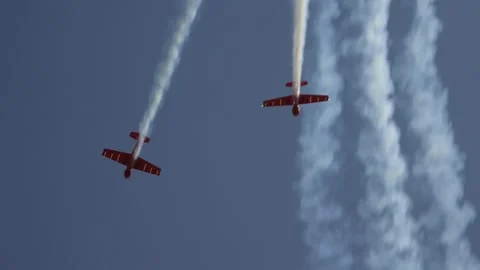 Private plane crash. A small plane during an aerobatic simulation. Video stock 243901894