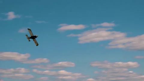 Private plane crash. A small plane during an aerobatic simulation. Video stock 243901960