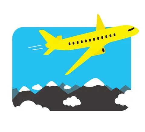 The private plane fly over the mountain, vector illustration Stock Illustration