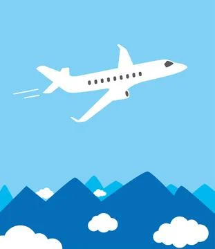The private plane fly over the mountain, vector illustration Stock Illustration