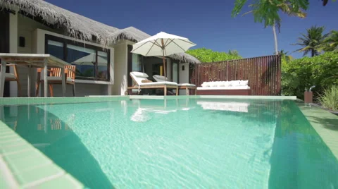 Private pool of beach bungalow Stock Footage 1009411