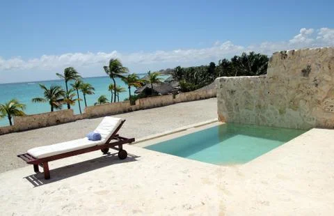 Private pool terrace Stock Photos